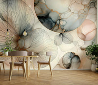 Serene nature wall mural with soft landscape tones.

