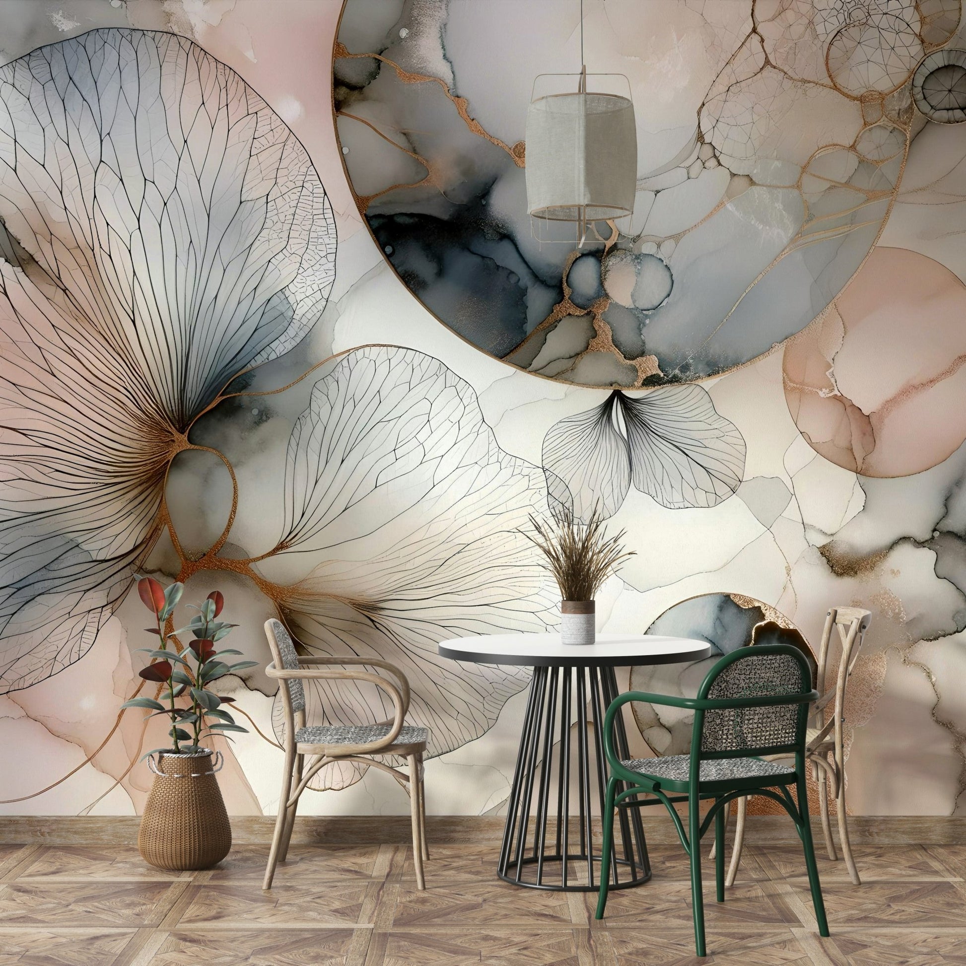 Tranquil wall mural with soft natural scenery.

