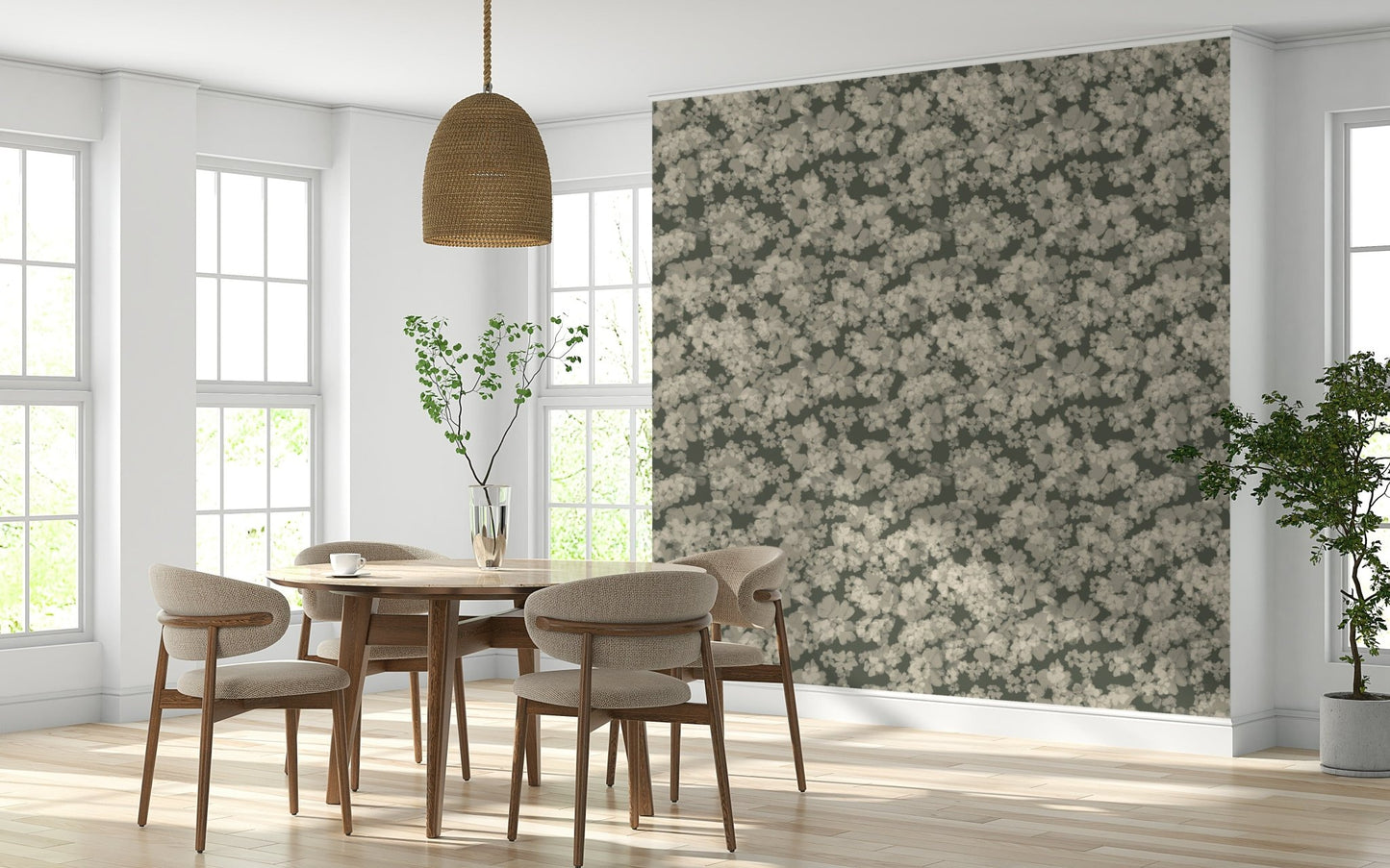 Muted bloom design wallpaper, showcasing lovely Whispered Florals shades.