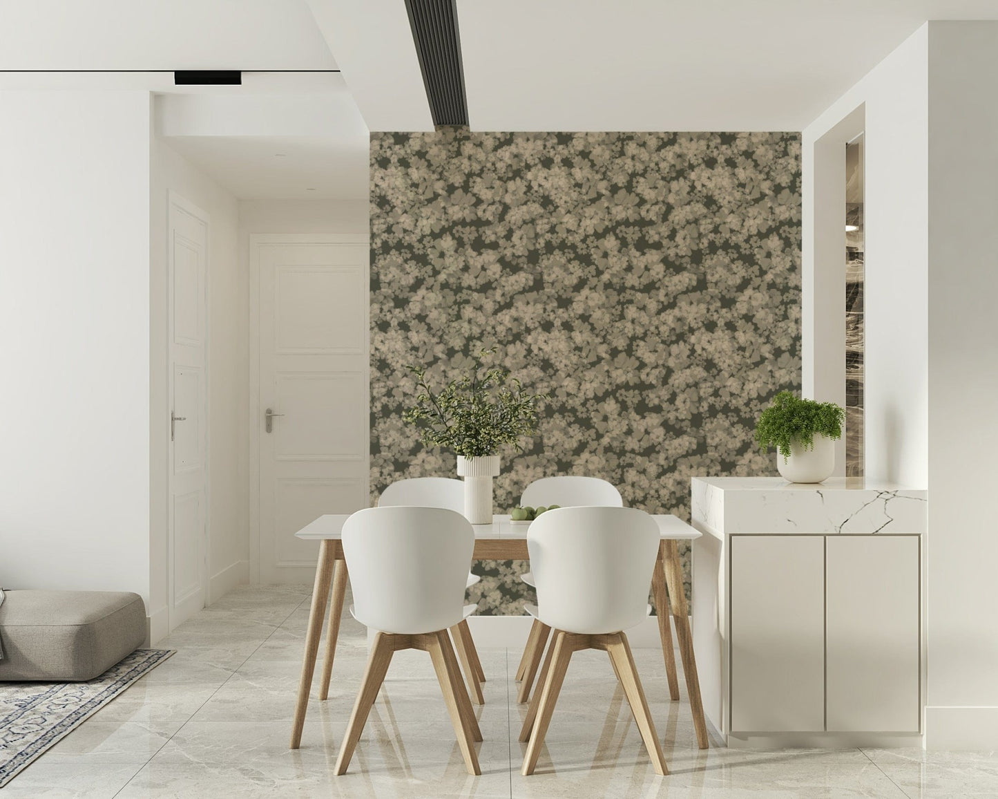 Subtle petals mural, a tranquil Whispered Florals wall covering.