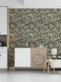 Delicate Whispered Florals mural featuring pale, creamy flower shapes.