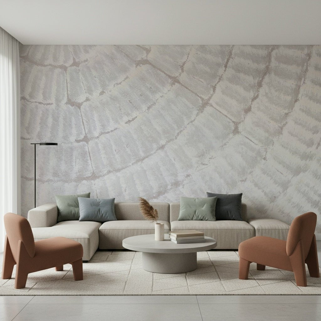 Whispered Texture Wall Mural detail on a stylish living room feature wall., GD6111