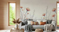 Calming Whispering Blooms wallpaper creates tranquil pastel pattern wall mural.