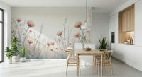 Aesthetic Whispering Blooms wallpaper displays minimalist orange blossom wall mural.