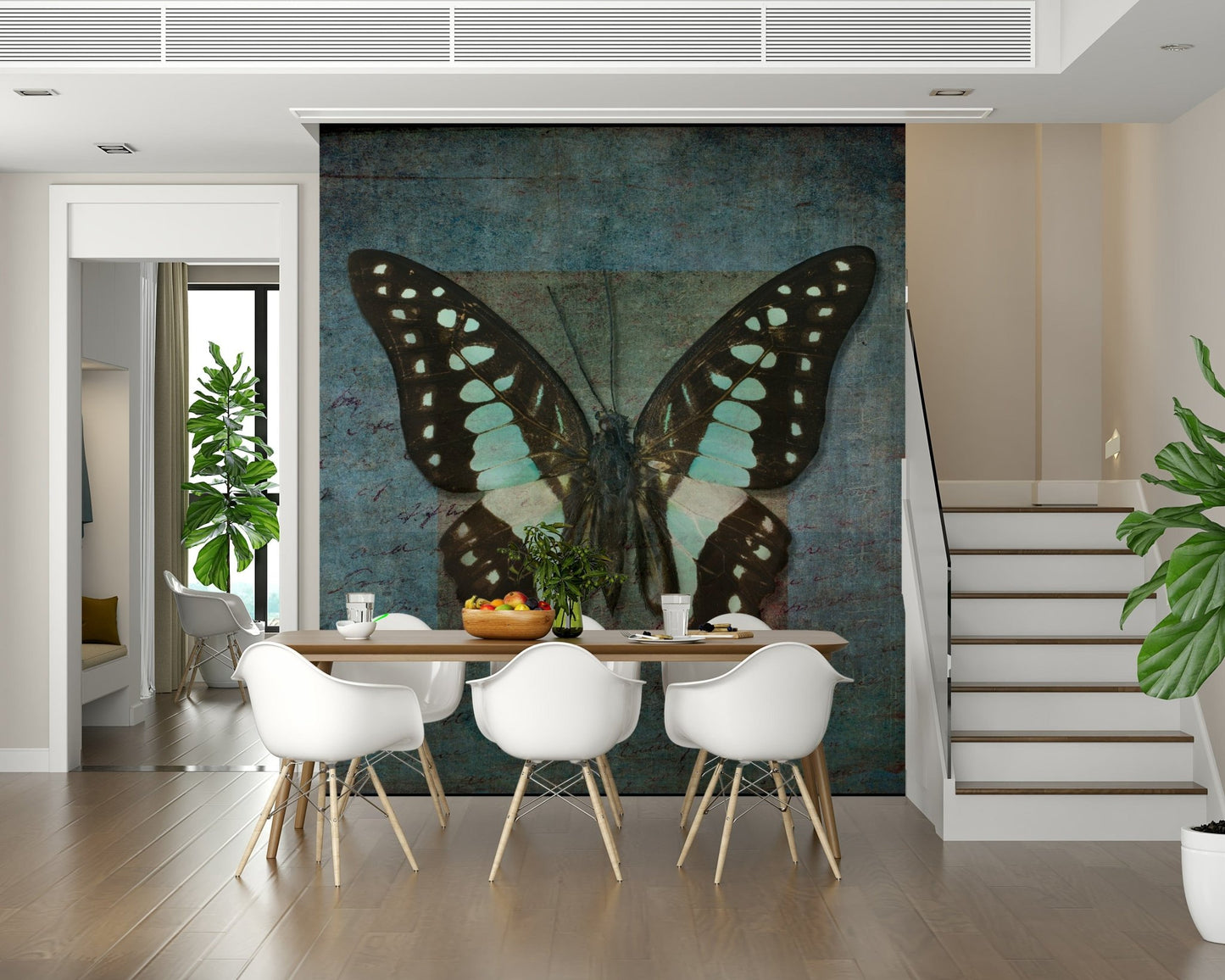 Ethereal butterfly wallpaper featuring pastel pink and lavender floral tones.