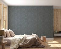 Bedroom holds steady stroke detail through this Whispering Greige wave wallpaper.GD9523