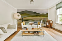 Close-up of peaceful hills mural wallpaper texture

