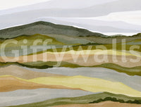 Calming wallpaper mural for walls with hills design

