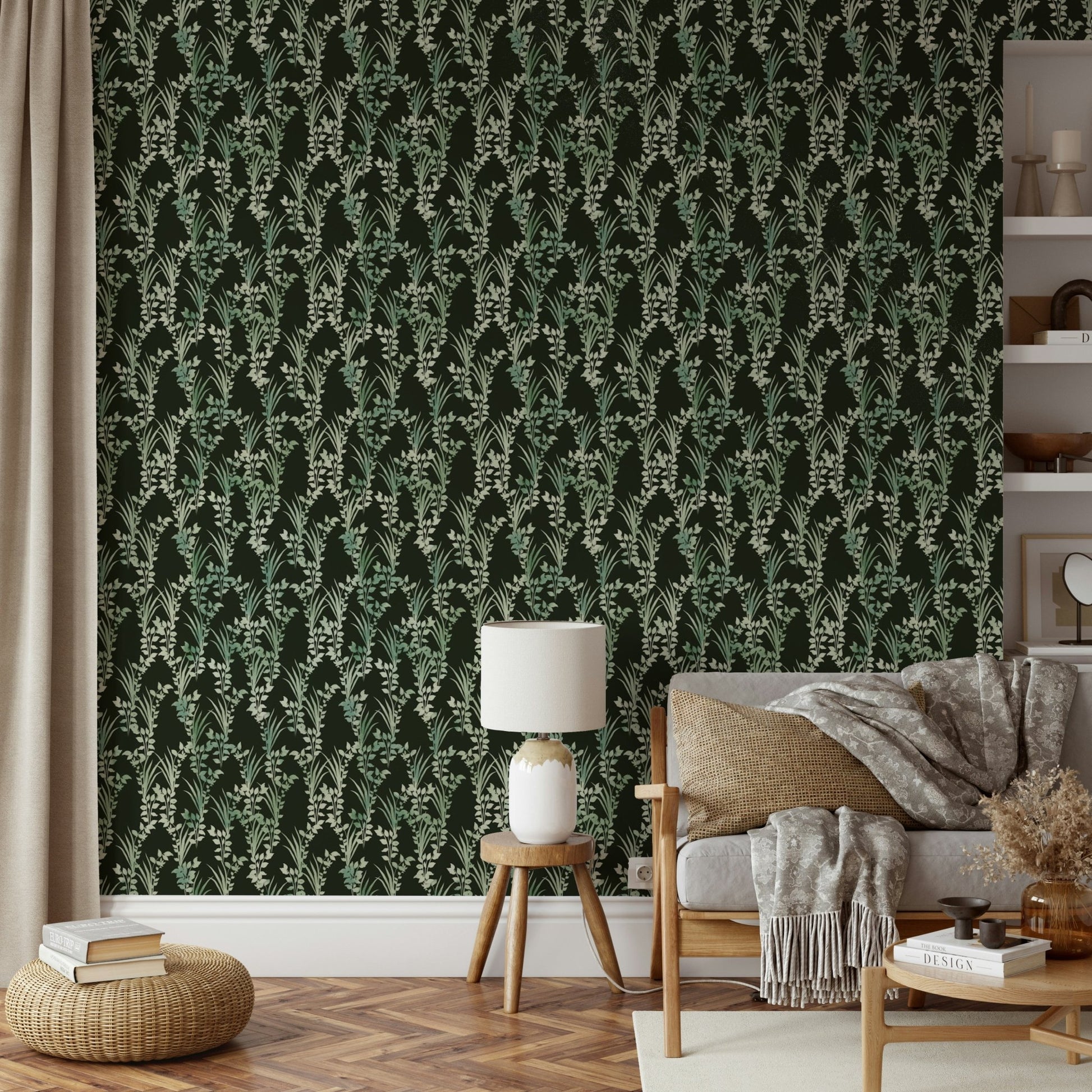 A serene scenic wall mural of a golden wheat field.

