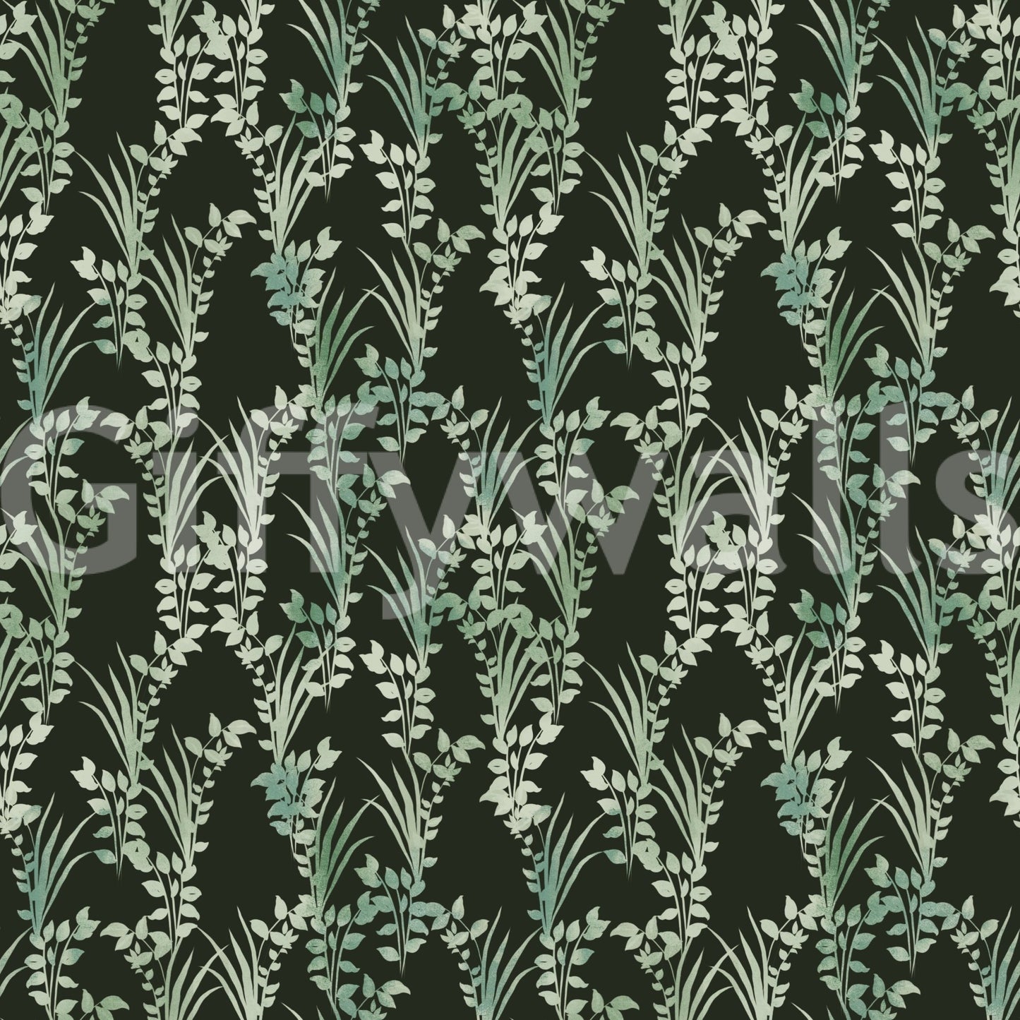 The golden wheat field design mural in a sunlit room.

