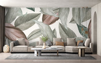 Artistic leaf mural for tranquil interiors C194