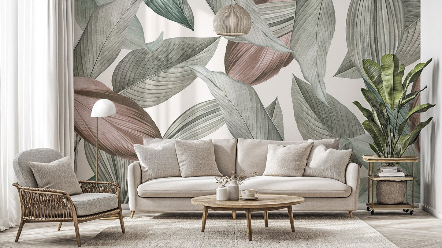 Serene whispering leaves wall mural design C194
