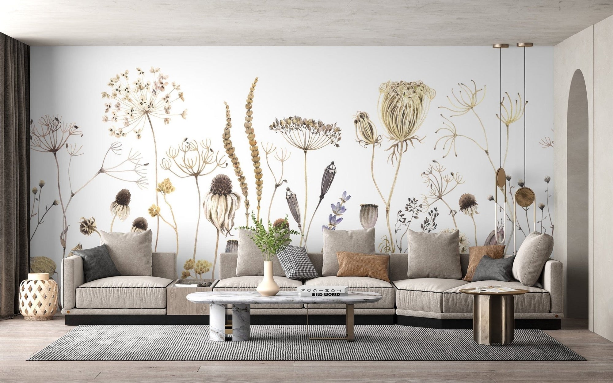 Serene Whispering Meadows wall mural wallpaper for living room walls., C246