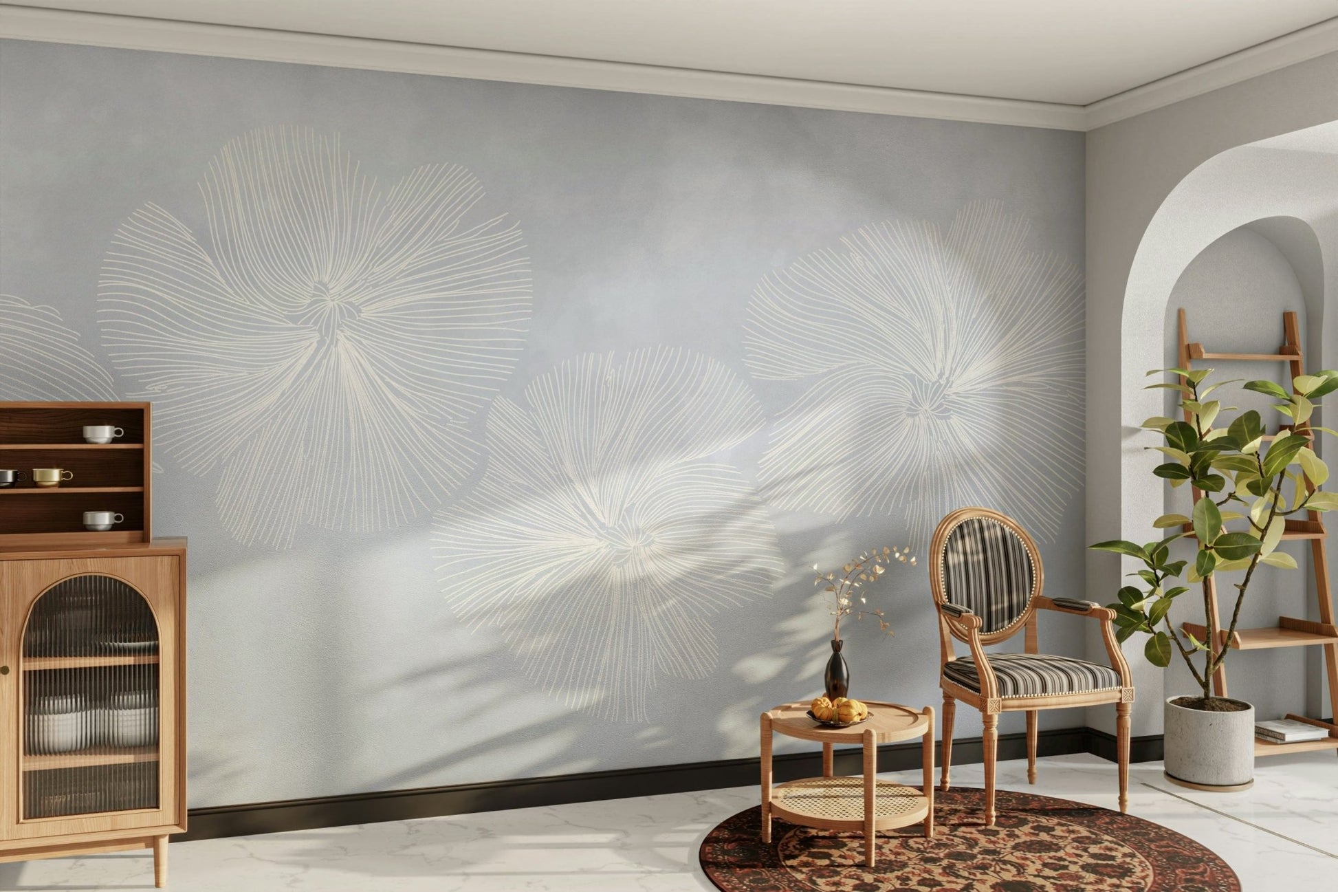 The stems and leaves are thin and elegant.

