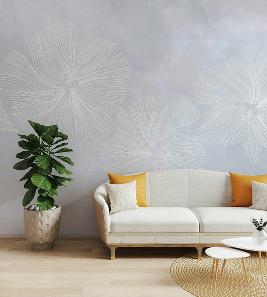 A peaceful floral pattern across a wall.

