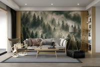Alpine pine trees misty mural GD302

