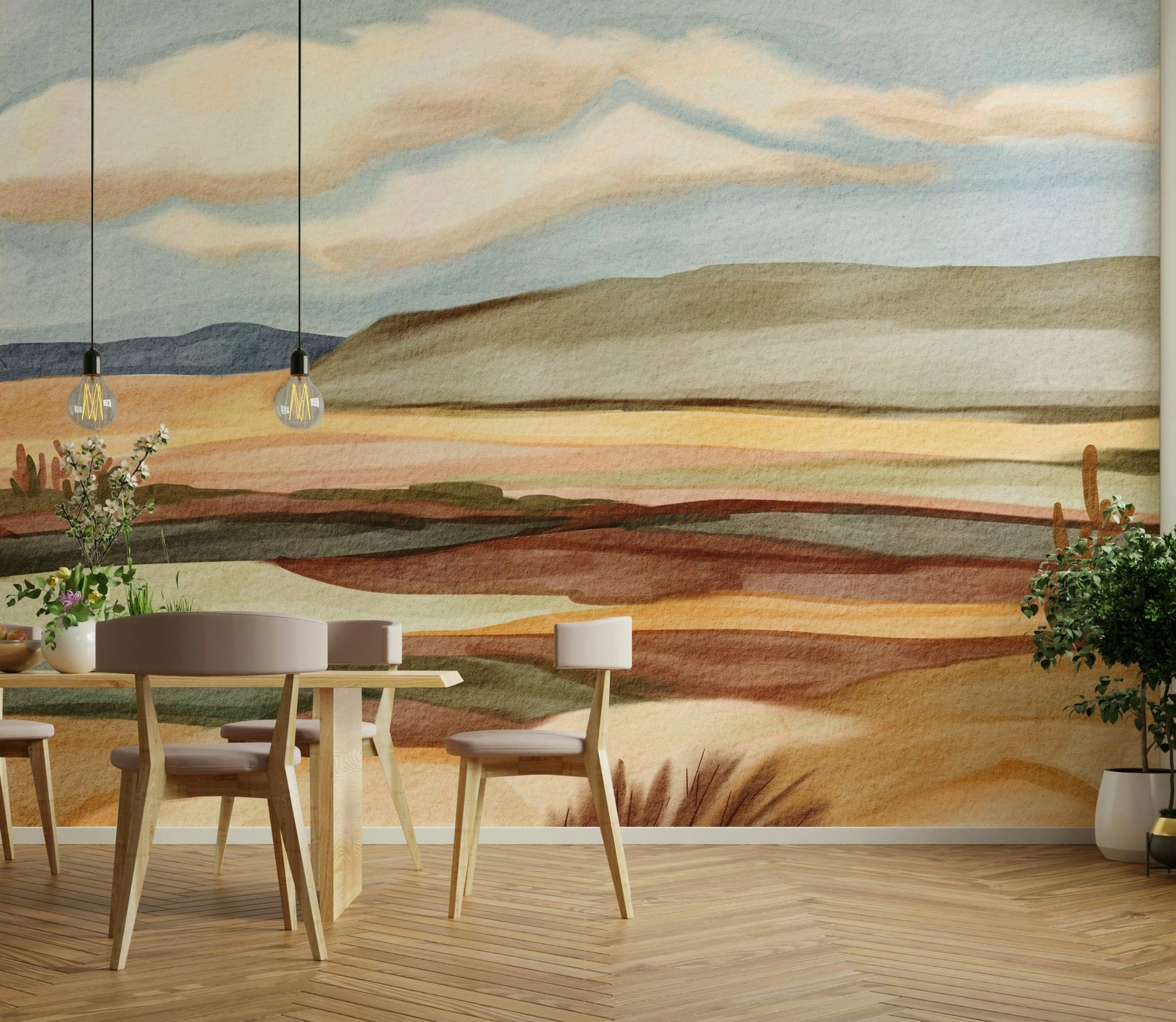 Whispering Sands wall mural on living room wall, GD1067