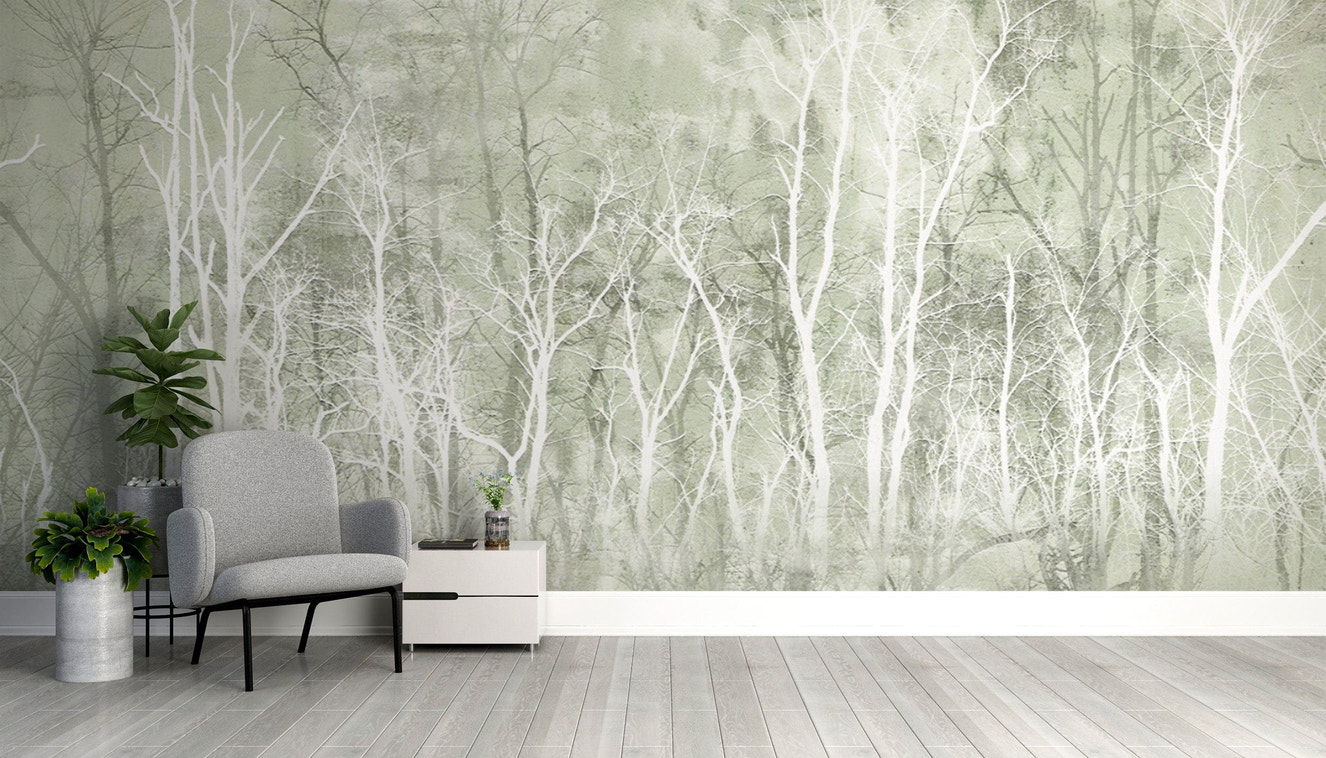 Whispering Trees Nature Wall Mural Design
