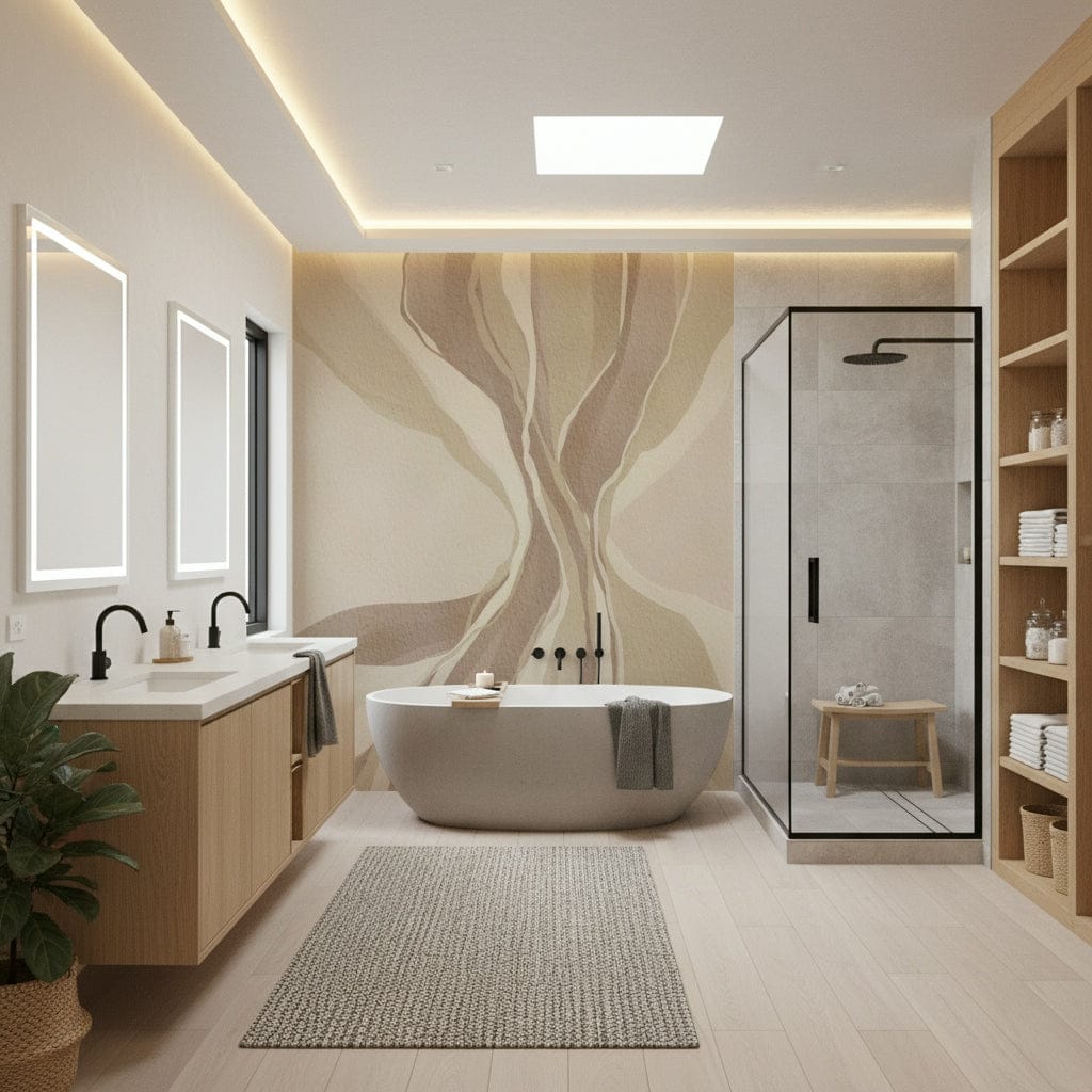 Peel and stick wallpaper of Whispering Waves, calming, unique texture.