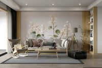 Minimal floral wallpaper for modern space

