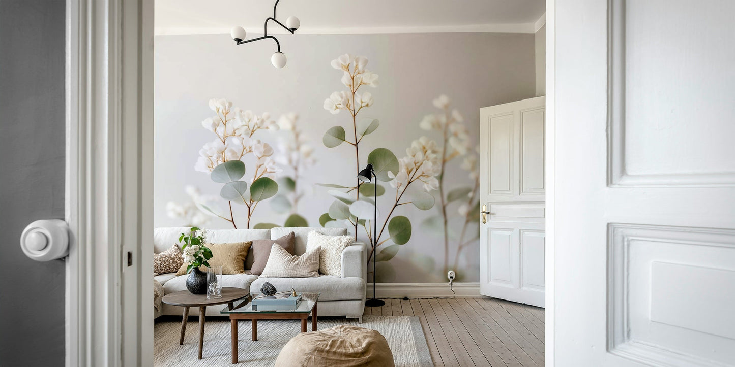 Calm petal design on mural wallpaper


