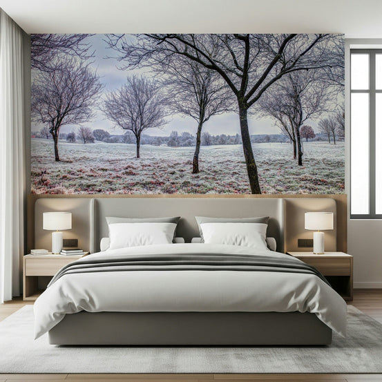 Whispering Winter Fields wall mural with frosted meadow view GD7276
