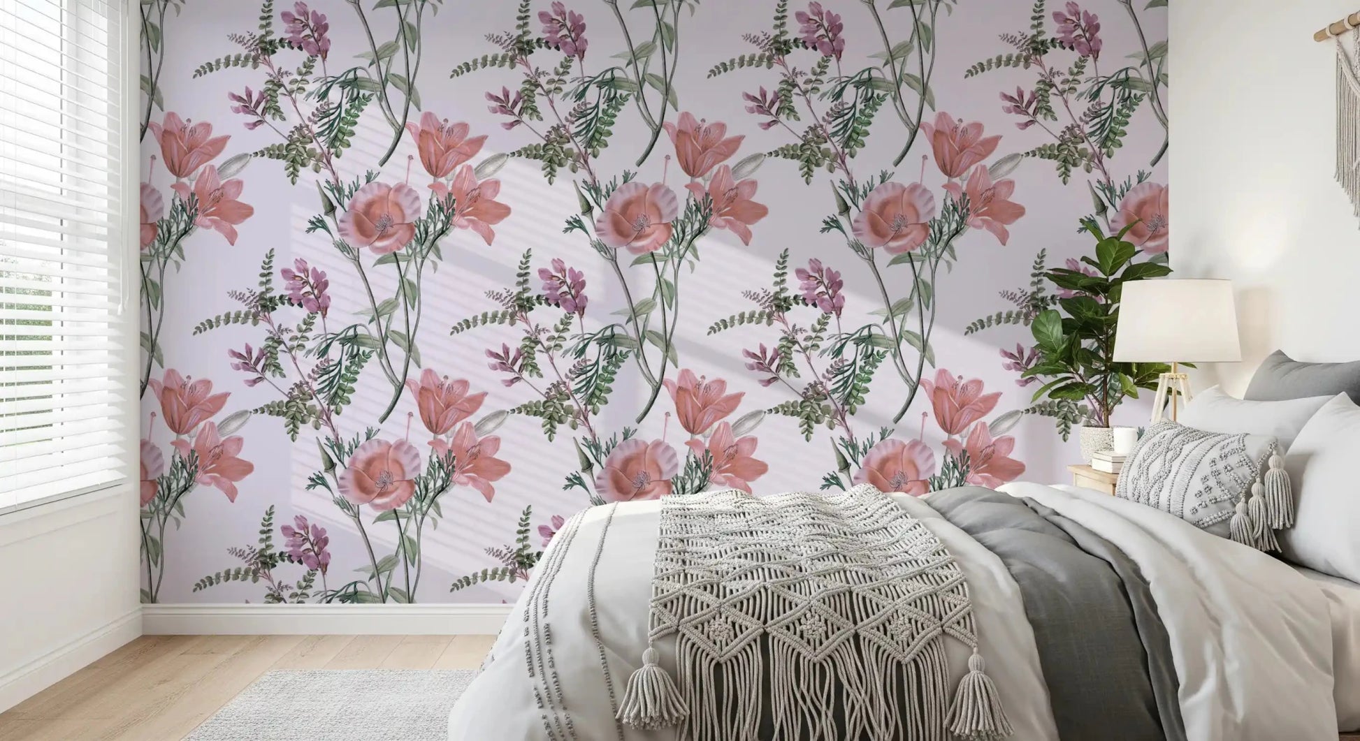 Graceful stems and vintage blooms highlight Whispers from the Lilac Garden wallpaper