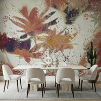 A beautiful modern art wall mural of fall foliage.


