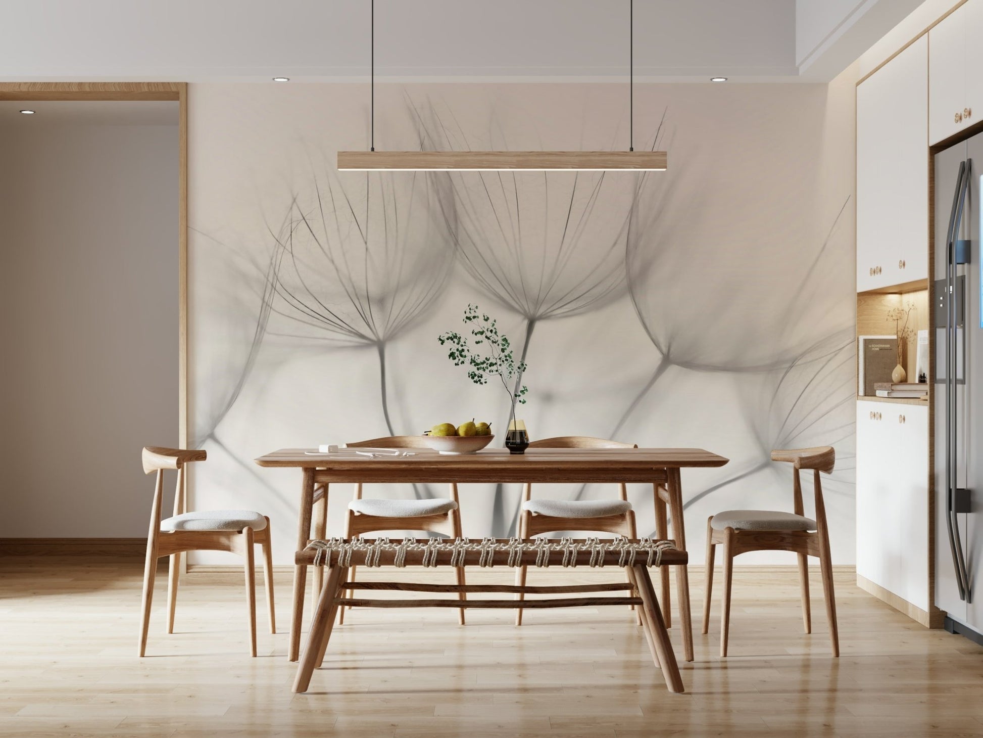 A tranquil subtle flower wall mural for your decor.

