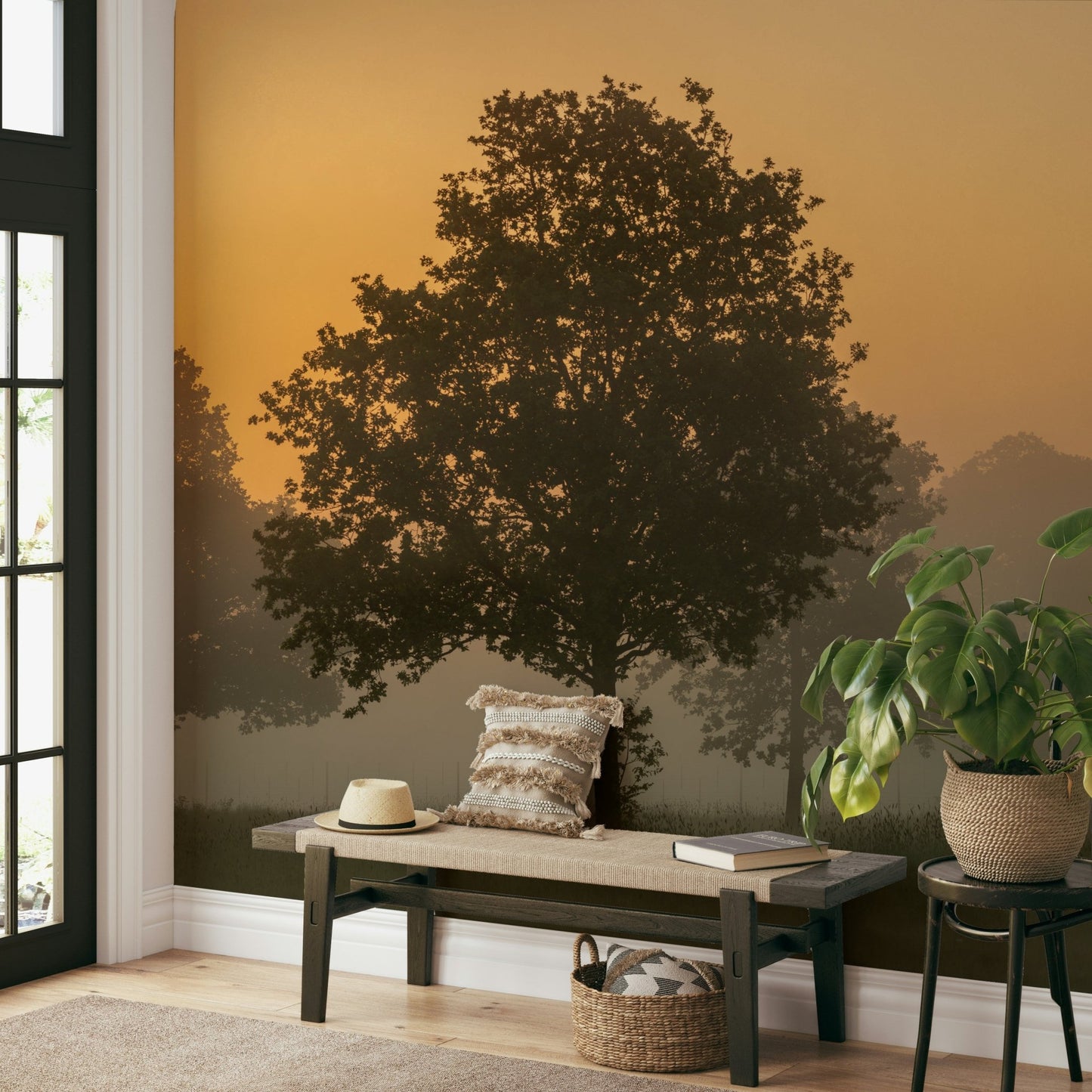 Peaceful sunrise mural with soft light, GD2048
