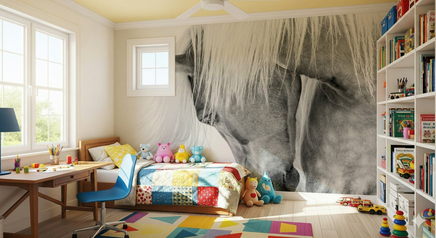 A beautiful modern art wall mural of delicate lines.