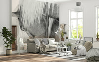 A graceful subtle pattern wall mural in cool, tranquil tones.