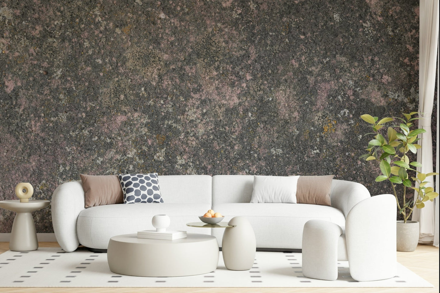 Close-up texture showing peeling and sticking ease of wallpaper

