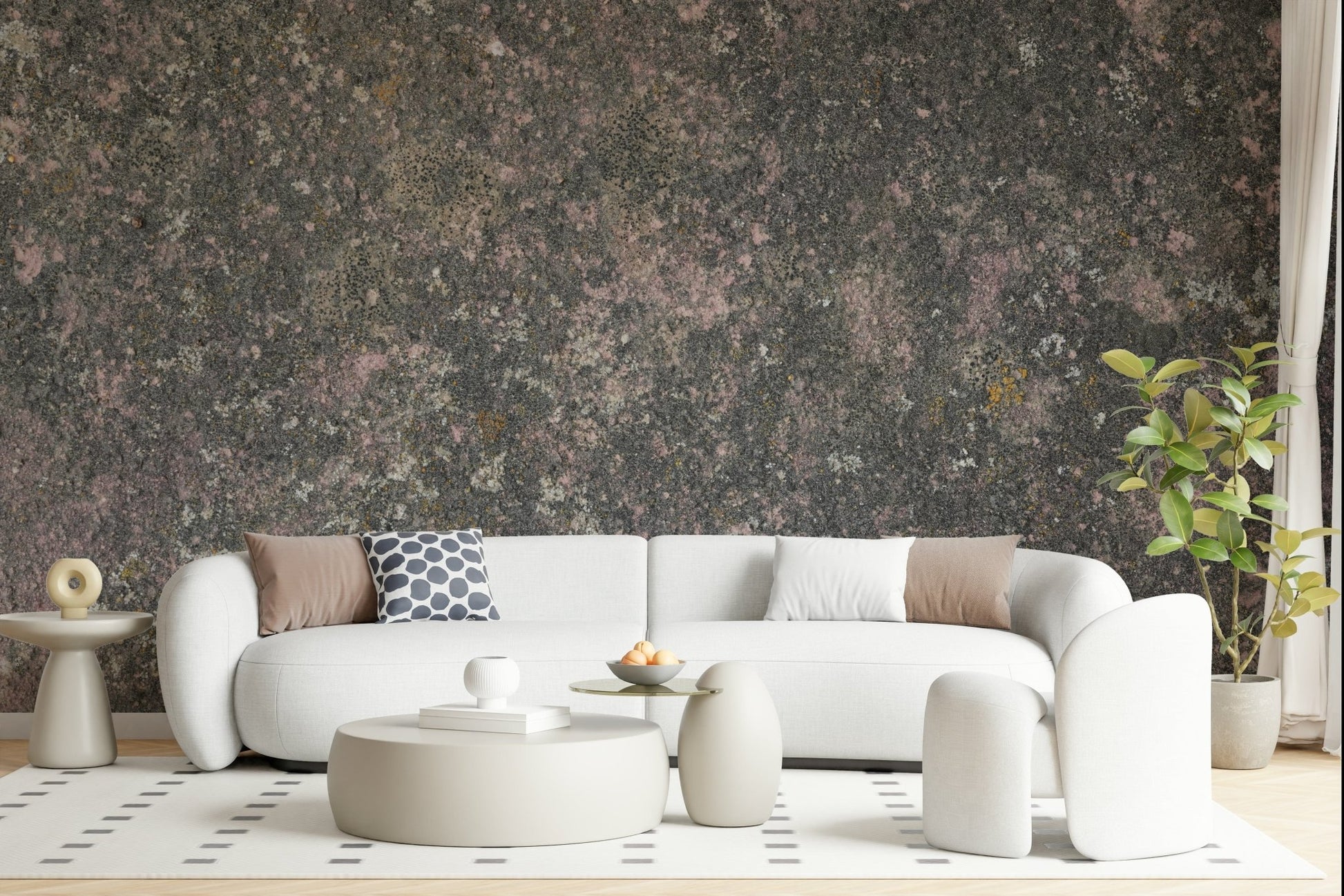 Close-up texture showing peeling and sticking ease of wallpaper


