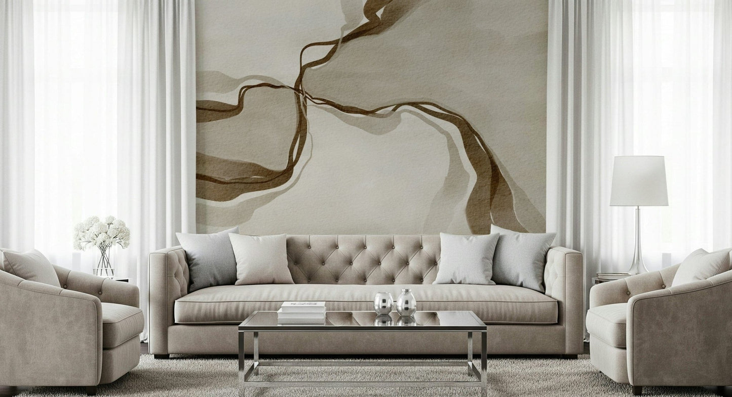 Wall Mural featuring taupe and umber wash, elegant.