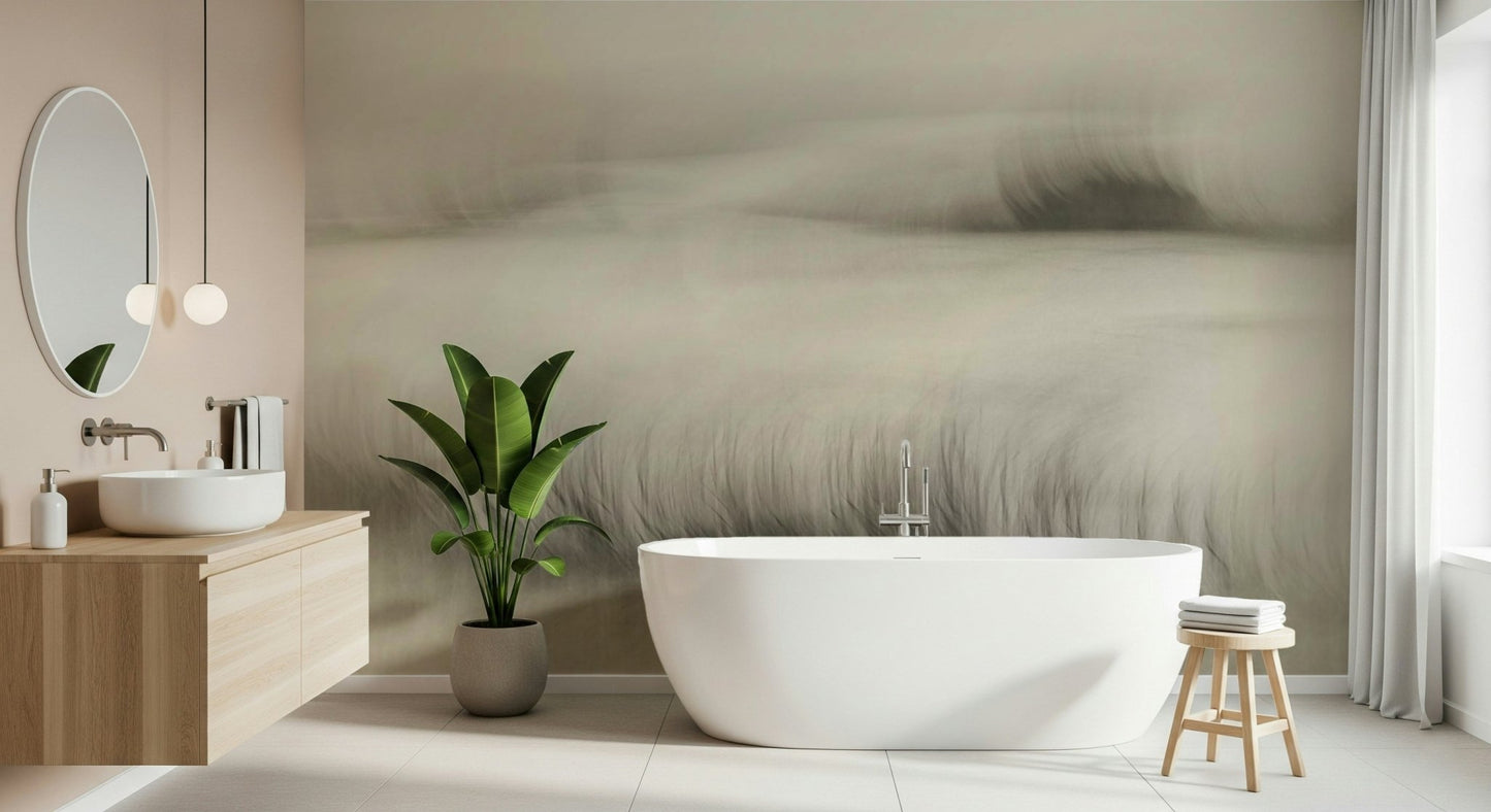 An artistic minimalist form mural for home decor.