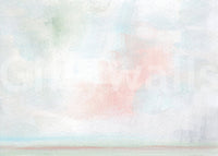 The complete watercolor landscape visual on the full Blush and Orange Horizon Wall Mural.