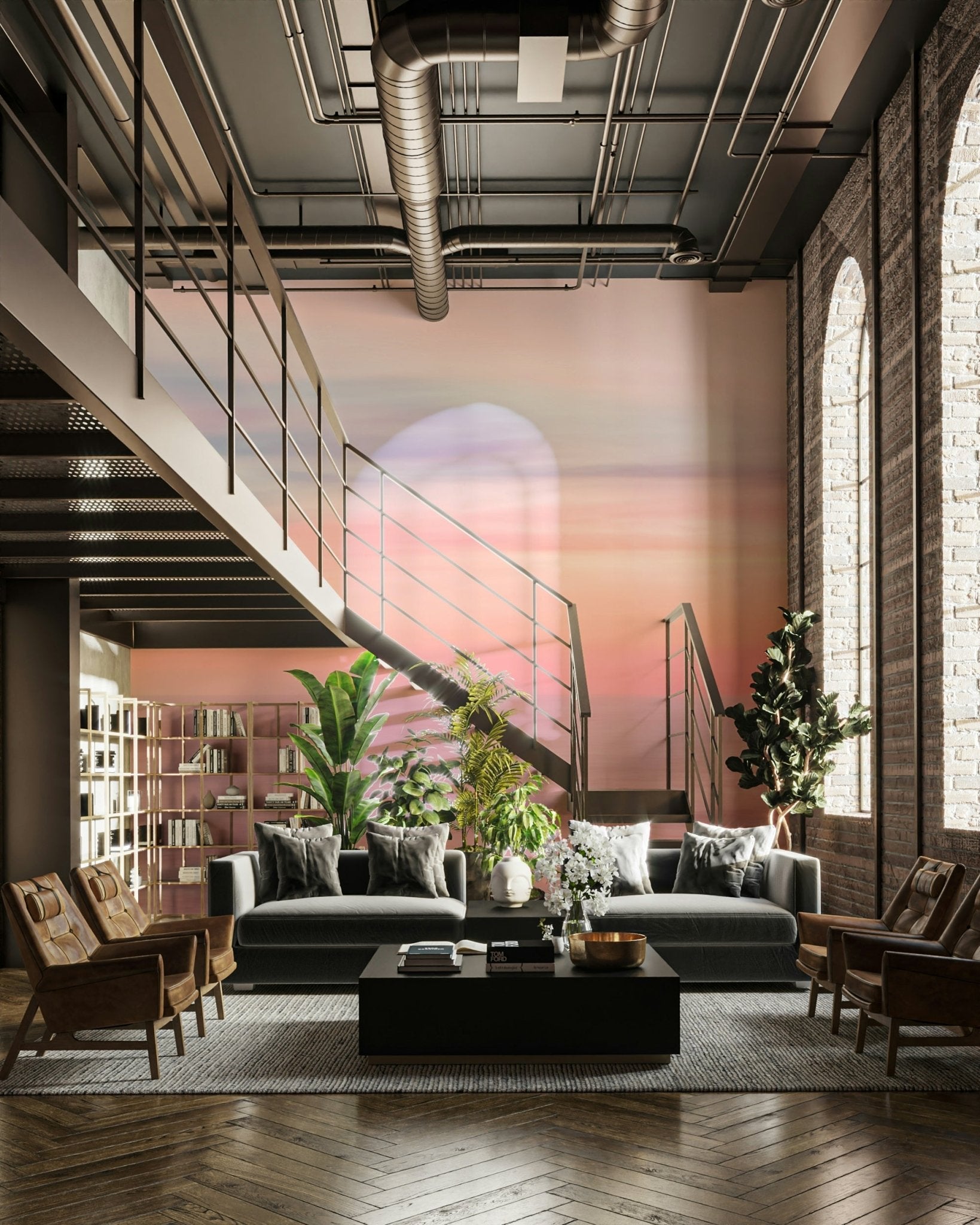 Calm dusk-toned mural for bedrooms, GD2356