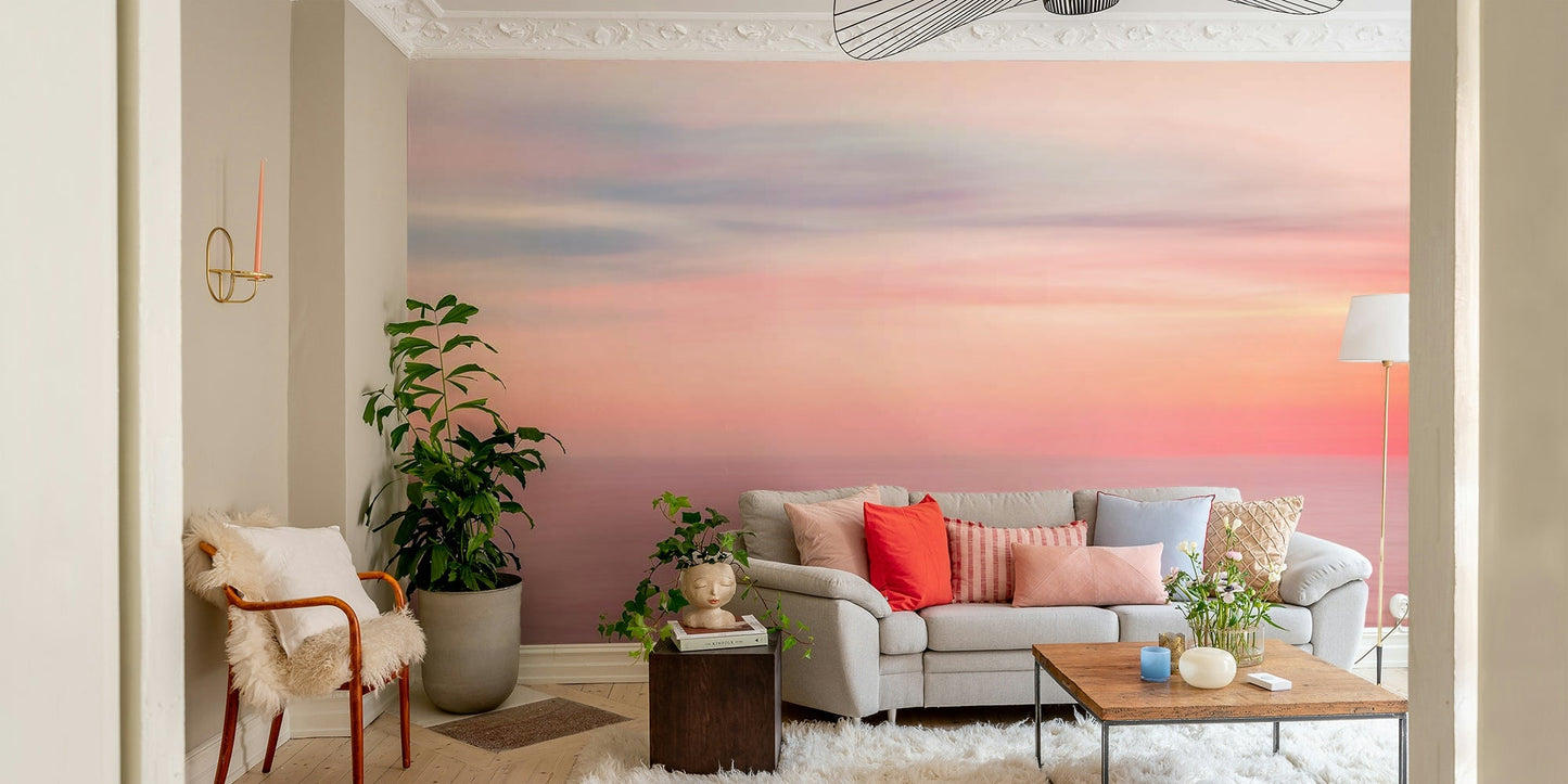 Wall mural with peach, gold, and blush hues, GD2356