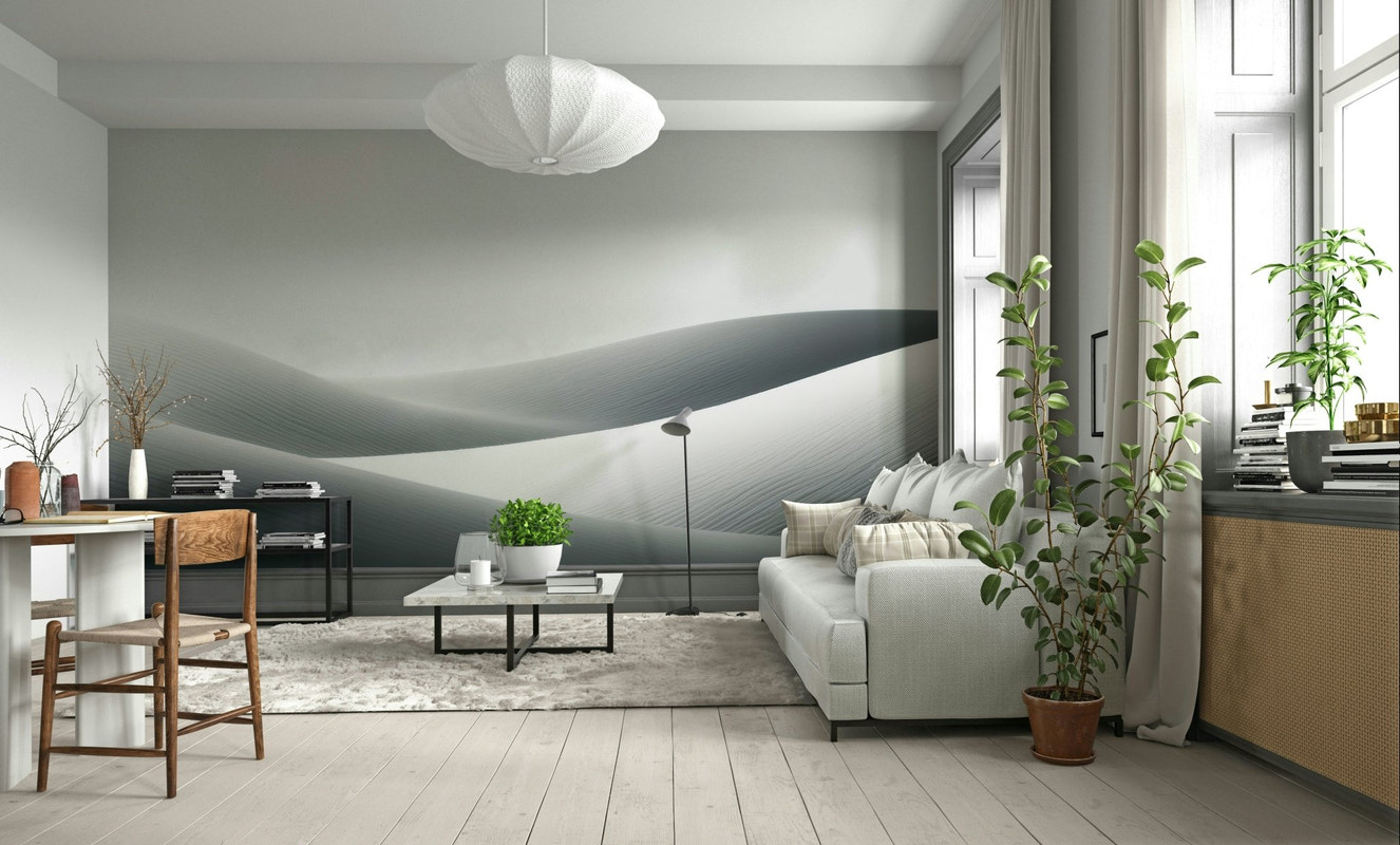 Whispers of the Dunes mural with soft desert shapes

