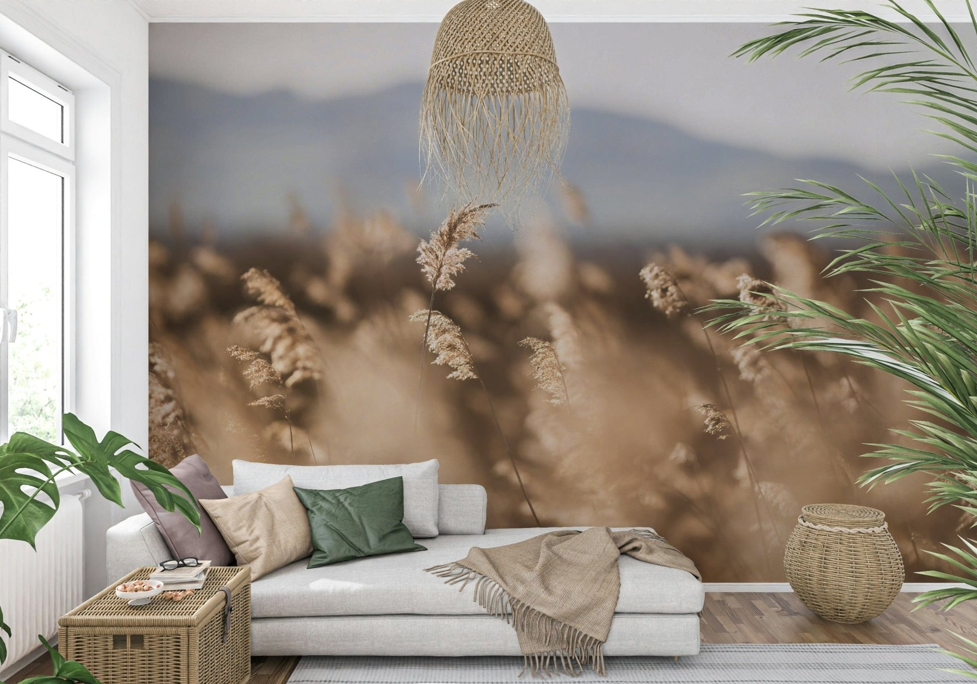 A tranquil subtle grass wall mural for your decor.