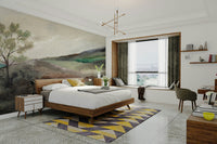 Dreamy hill mural for living room or study

