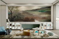 Nature-inspired mural with soft rolling hills

