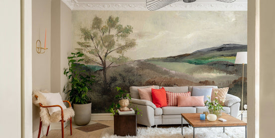 Whispers of the Hills Wall Mural with soft tones, GD897