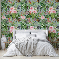Tropical jungle wallpaper with vibrant green leaves

