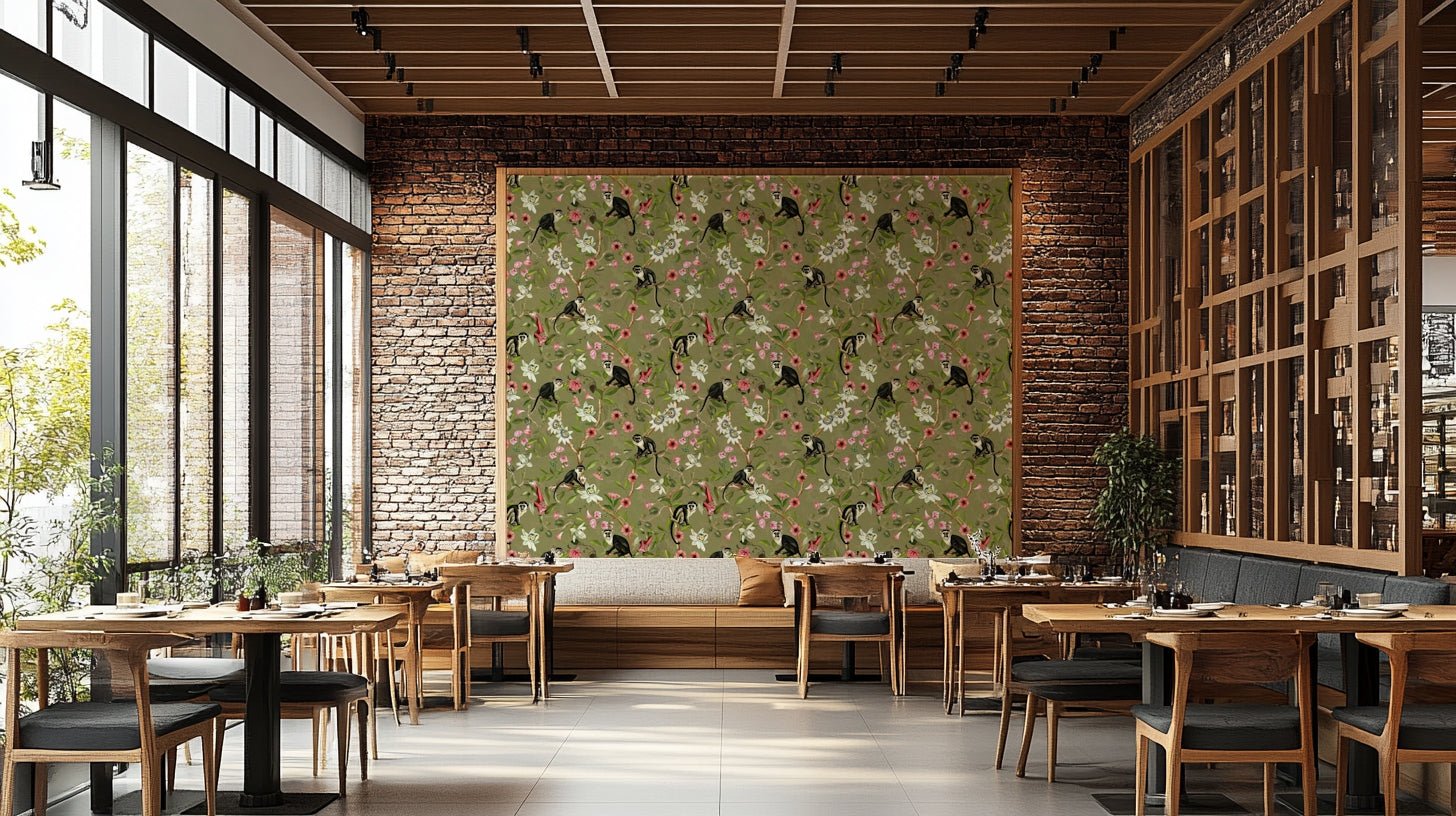 Vibrant jungle animals and tropical foliage wallpaper, GD1434