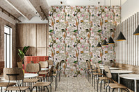 Tropical jungle wall art with lush greenery and palms

