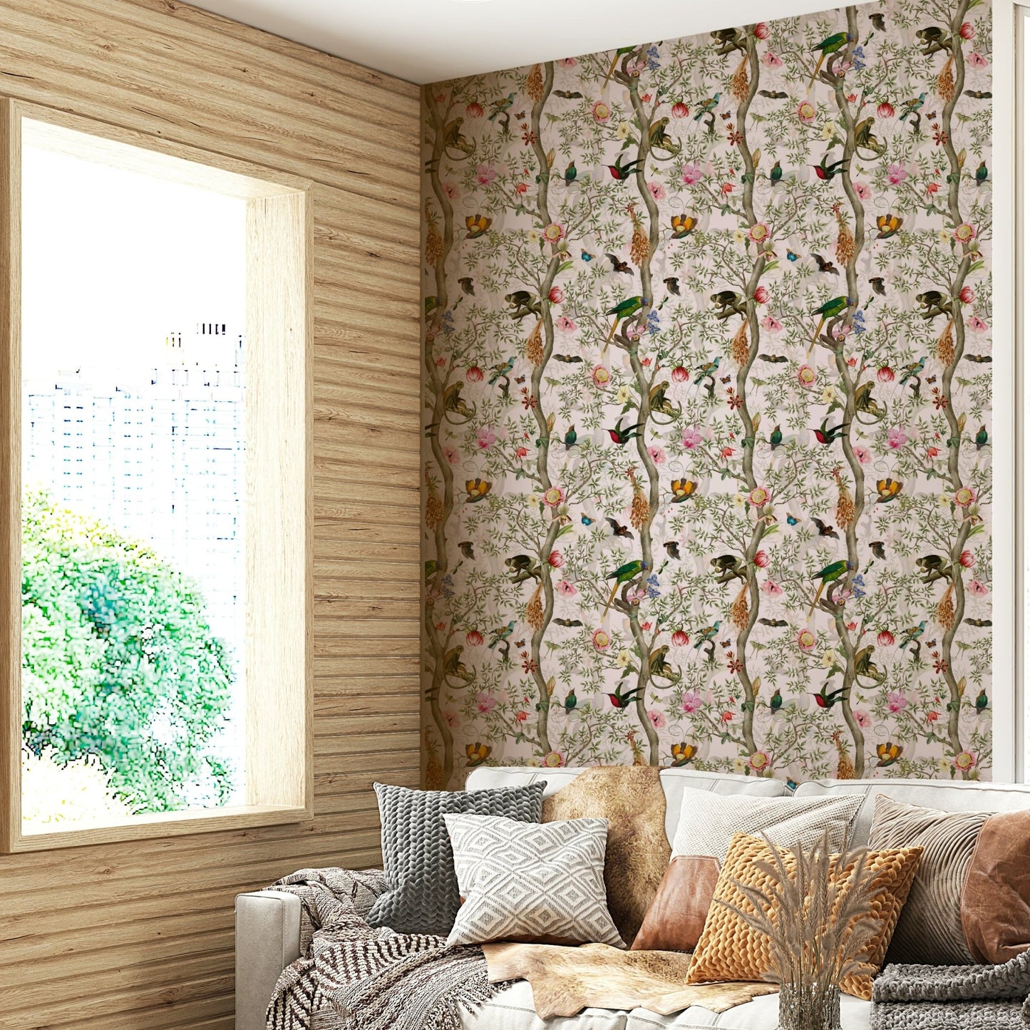 Nature-inspired wallpaper with vivid jungle plants

