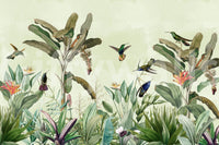 Fresh jungle mural with wildlife for wall decoration

