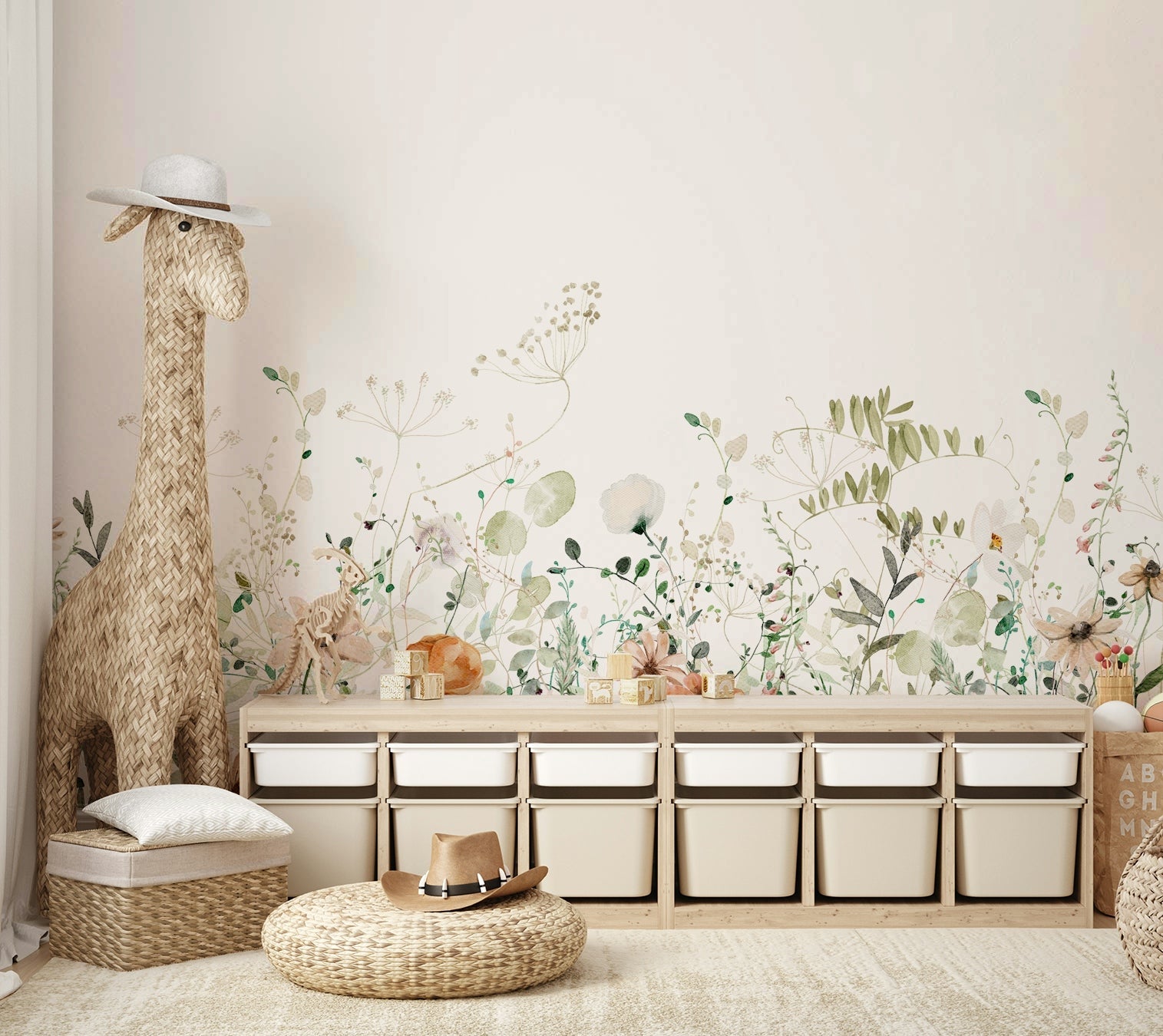 Whispers of the Meadow wall mural in a peaceful room.

